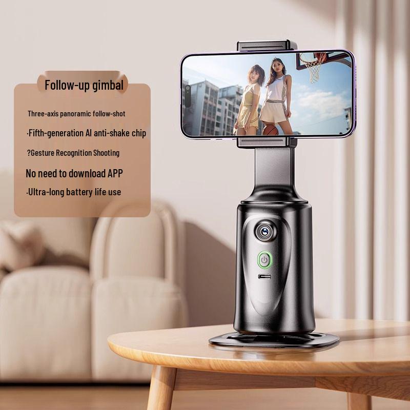 360° Automatic Rotating Gimbal Selfie Stick with Face Tracking for Live Streaming