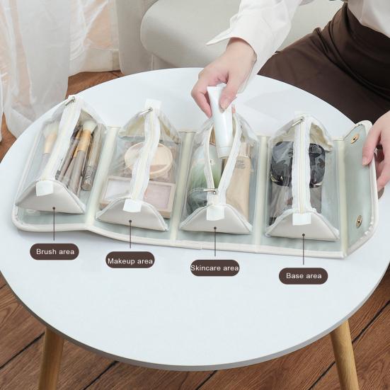 Водонепроницаемая косметичка с 4 прозрачными съемными отделениями, вместительная, с застежкой-молнией, с несколькими отделениями, подвесная косметичка