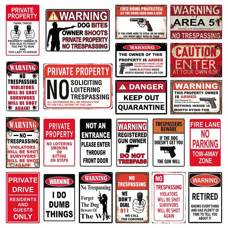 Warning Metal Sign Vintage Plaque Metal Caution Area 51 No Trespassing Retro Garden and Yard Caution Tin Sign Garage Park Decor