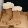 Высокие зимние сапоги женские 2025 зима новые бархатные и на толстой подошве увеличивающие рост сапоги толстые шерстяные хлопковые туфли