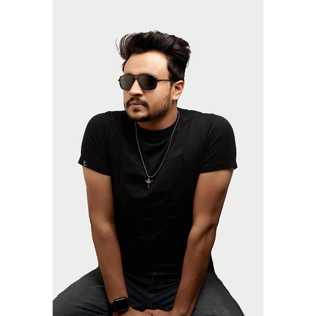 Denny Blue Gradient Glass and Silver Frame Square Nirvana Поляризованные солнцезащитные очки для мужчин и женщин