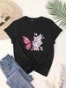 Футболка с графическим принтом «Бабочка и Цветочный Спринт» Мультяшная для Девочки Унисекс Топы с Коротким Рукавом Уличная Одежда Мужчины Женщины Футболки с Круглым Вырезом Женские