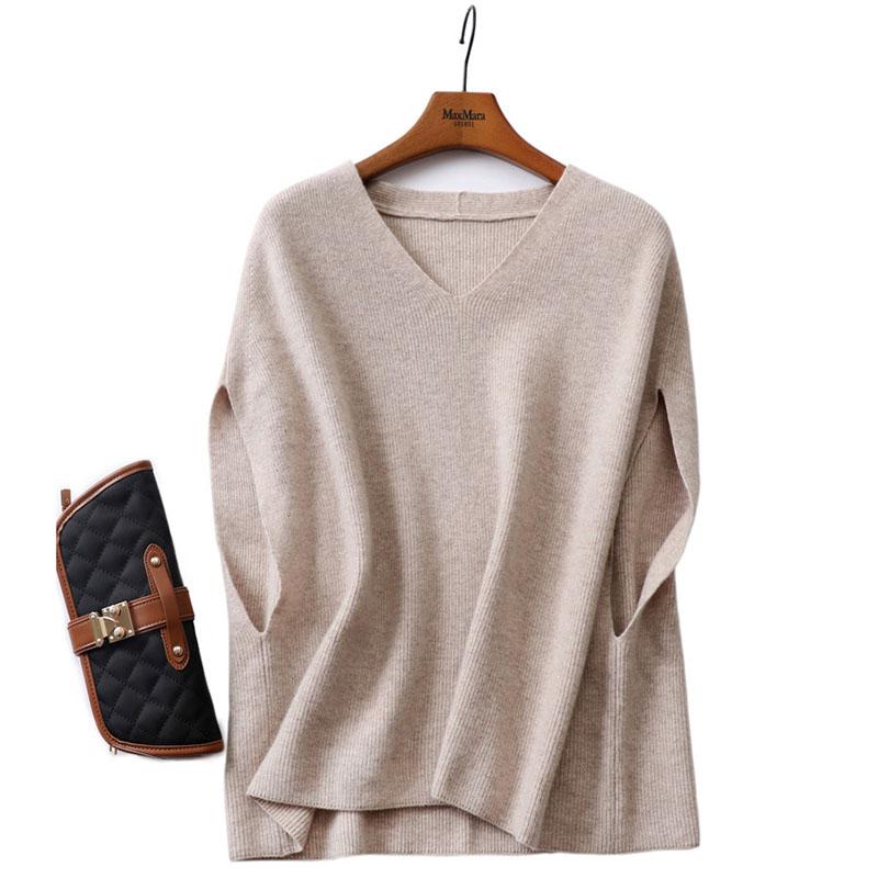 Autumn Winter Women's Knitted Vest V-neck Bat Sleeves Loose Sleeveless Sweater Knitted Vest