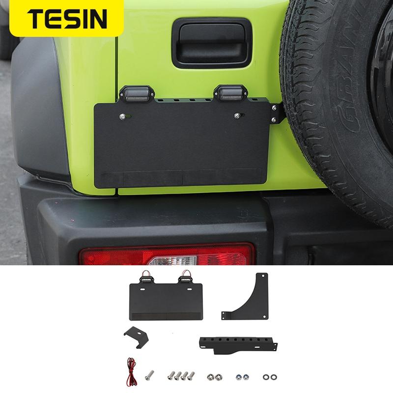 TESIN Car Tailgate Door License Plate Holder Bracket With Lamp For Suzuki Jimny JB74W 2022 Exterior