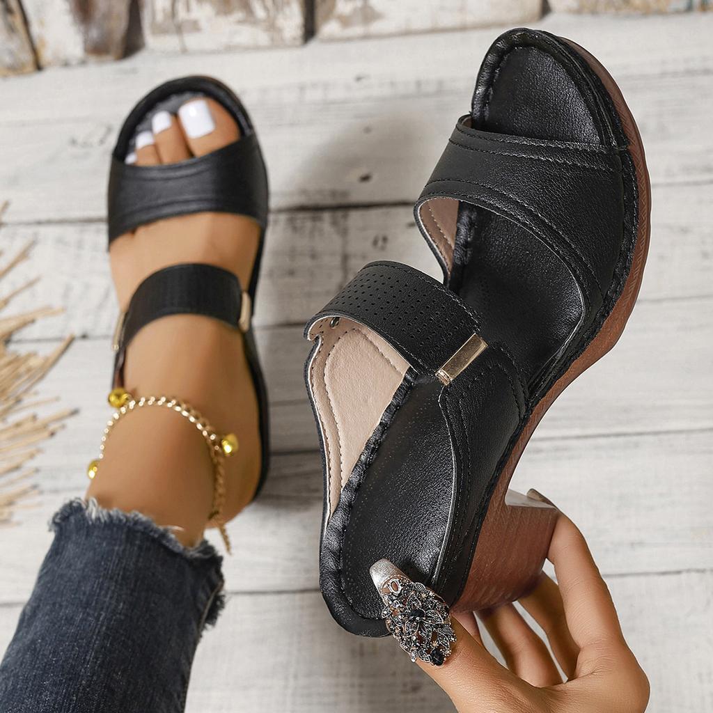 Женские босоножки на блочном каблуке с открытым носком — стильные туфли без шнуровки для выхода в свет и повседневной летней одежды