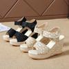 Fashion Summer New Wedge Heel Fish Mouth Sandals, Women's Casual Muffin Thick-soled High-heeled Velcro Women's Shoes