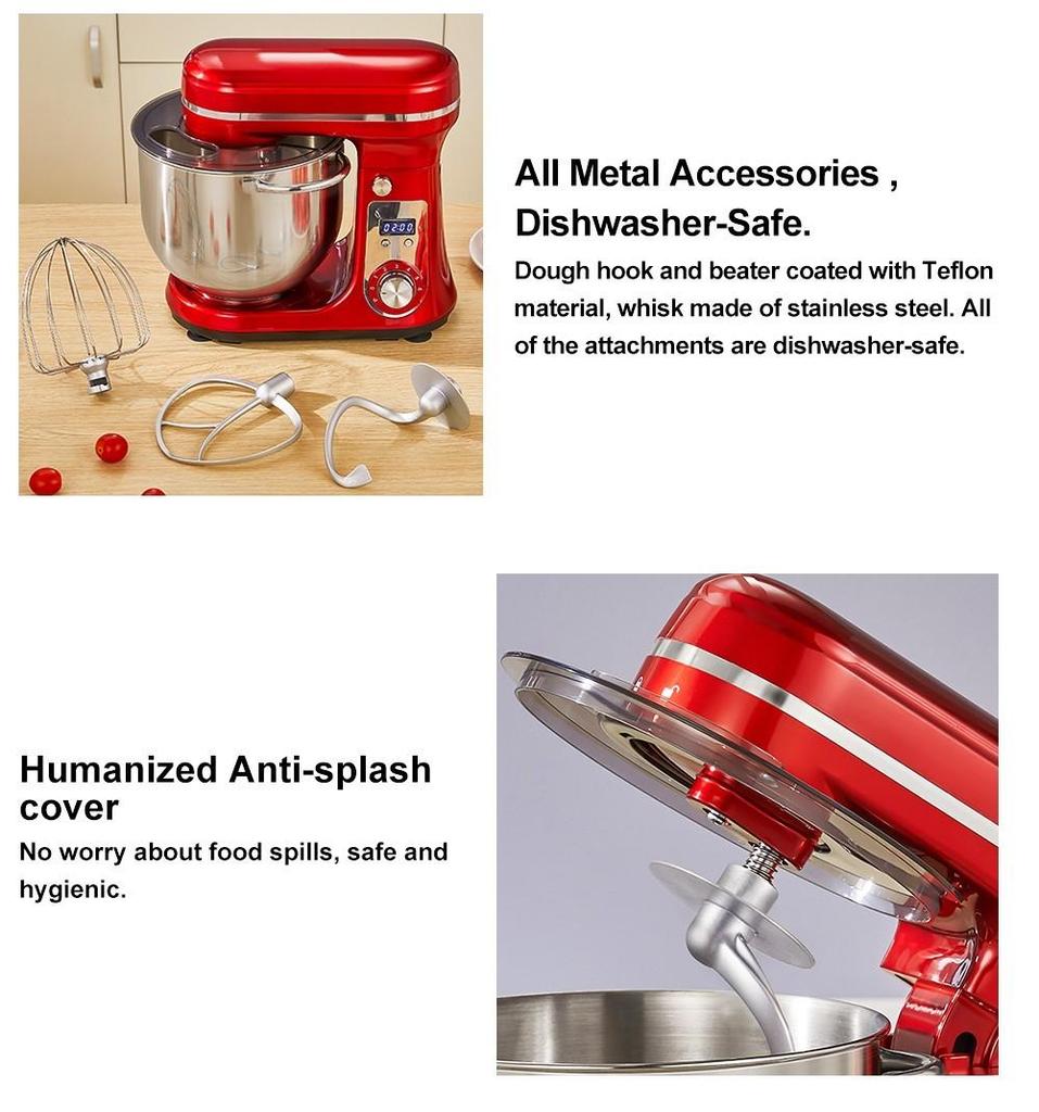 BioloMix BM601 1200 Вт кухонный миксер, венчик для сливок и яиц, тестомес для торта, емкость 6 л, чаша из нержавеющей стали