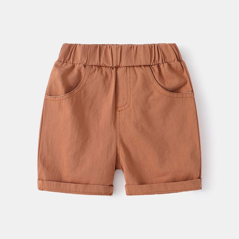 Summer Boys' Casual Blue Label Shorts Plaid Cotton and Linen Kids Fifth Pants Middle Pants Children Mid Waist Casual Casual Pants