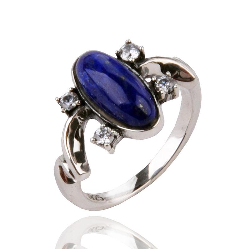 Real Pure 925 Silver Elena Rings for Women Natural Lapis Stone Vampire Diary Fine Jewelry Best Gift