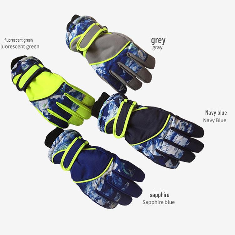 Детские холодные лыжные перчатки на липучках, с пятью пальцами, для детей от 5 до 8 лет, идеально подходят для занятий спортом на открытом воздухе.