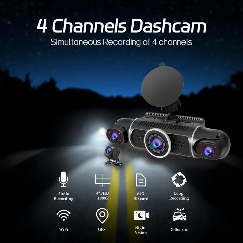 4 канала видеорегистратор HD 1080P автомобильный видеорегистратор WiFi 4 камеры автомобильный видеорегистратор ночное видение монитор парковки циклическая запись