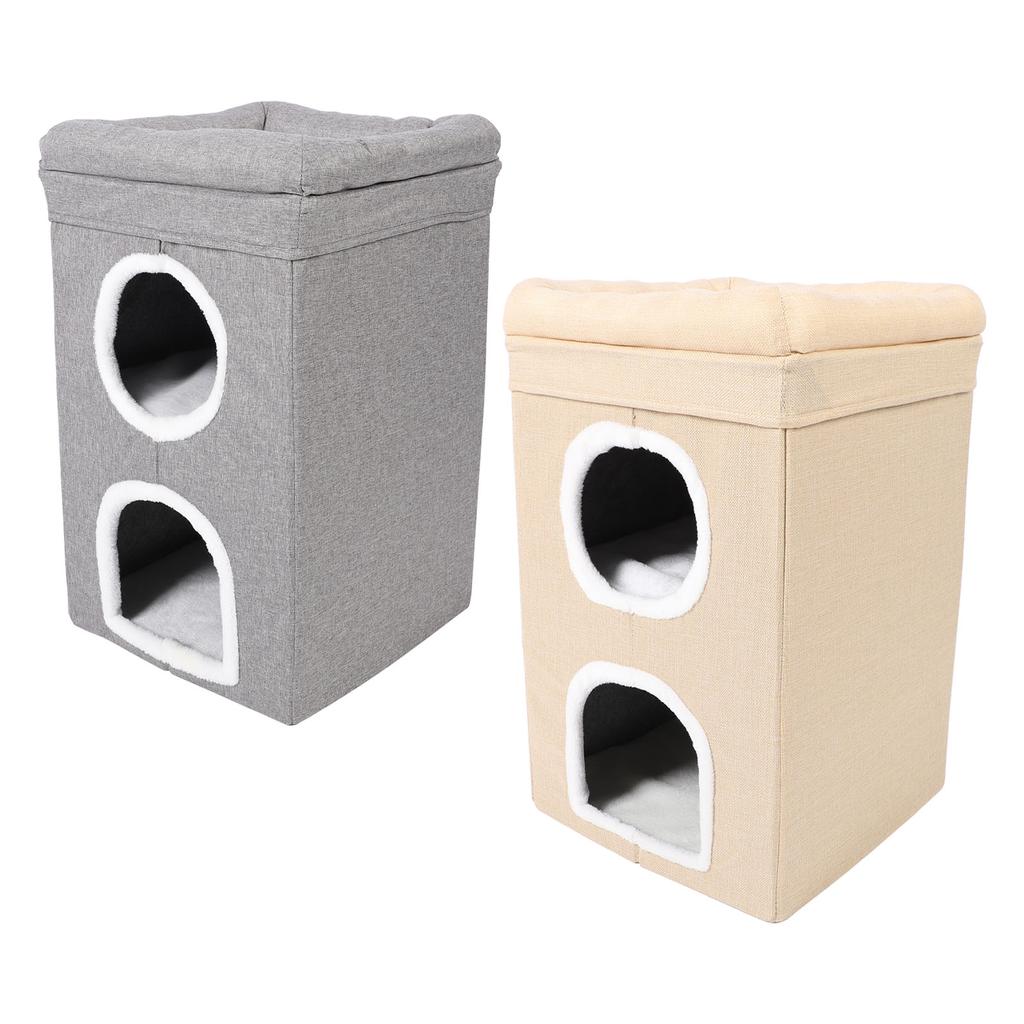 Домашний домик для кошек, зимний теплый домик для кошек, 3-уровневая пещера для домашних животных, складная кровать для кошек для дома в помещении