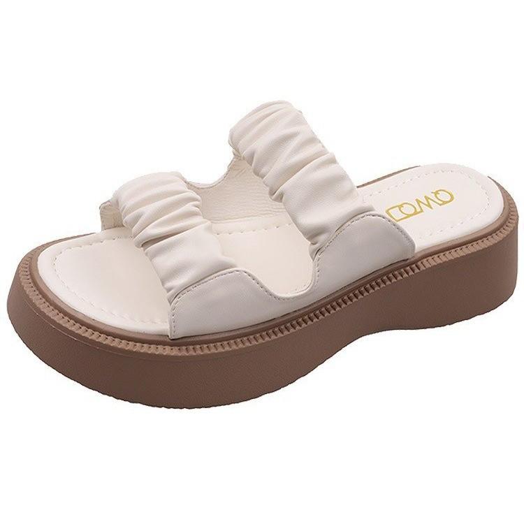 Sandals women's summer 2025 new fashion outer wear muffin bottom double belt casual high-end elastic band slippers women