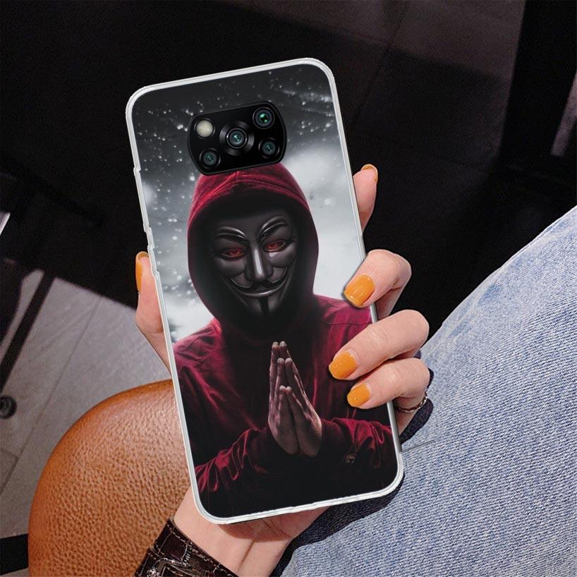 Анонимный чехол-маска V для телефона Xiaomi Poco X7 X6 X5 Pro F7 Ultra Redmi 15C 15 13C 13 12C 12 10 10A 10C 9 9A 9C 9T Обложка Poco X7