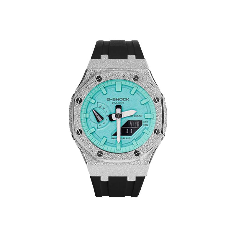 CASIO Customized watch modified series Xuefeng Aurora trend modified luminous 200 meters waterproof Quartz men and women XueFengJiGuang(ShuangYinHei)