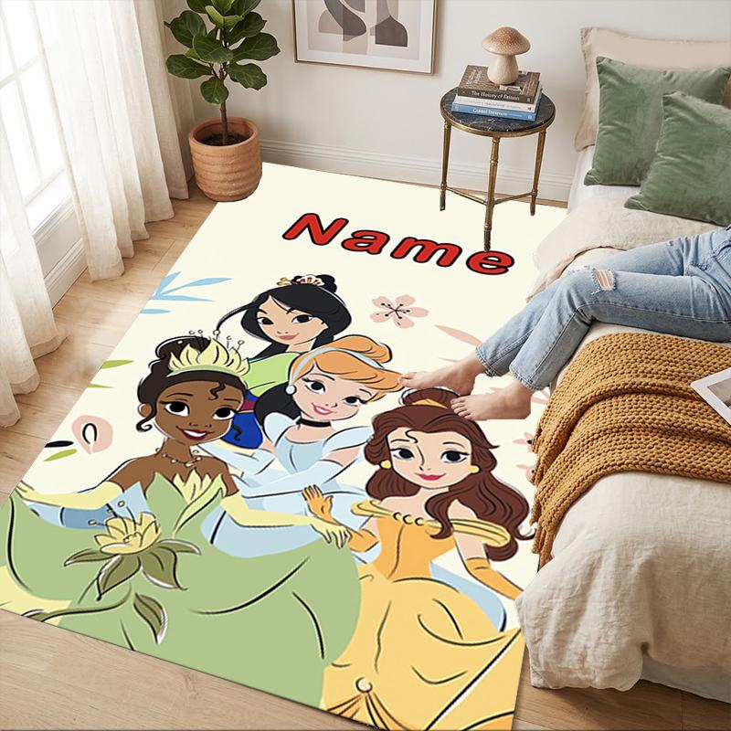 Custom Name Princess Party Living Room Non-Slip Area Rug Soft Carpet for Bedroom Kids Playroom Sofa Office Home Decor Doormat