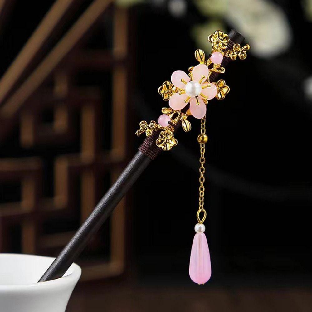 Vintage Flower Hairpin Flower Hairpin Fork Jewelry Accessories New Chinese Hair Stick  for Hanfu