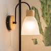 Simple and Modern LED Wood Glass Wall Lamp Bedroom Bedside Cable Switch Wall Lamp Corridor Balcony Entrance LED Light Luster