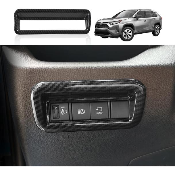 for Toyota RAV4 ABS Carbon Fiber Center Console Cup Holder Frame Trim Panel Cover Decoration for Toyota RAV4 2019 2020 2021 2022 Interior