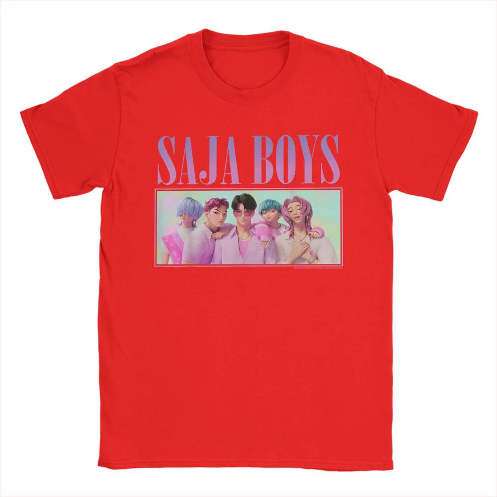 Saja Boys Групповое фото Kpop Охотники на демонов Мужские футболки Модная футболка с коротким рукавом и круглым вырезом Женская футболка Хлопок Подарочные топы