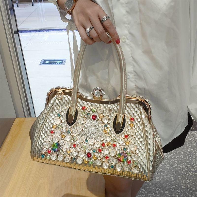2025 Новая модная повседневная сумка через плечо с бриллиантами и пряжкой-замком