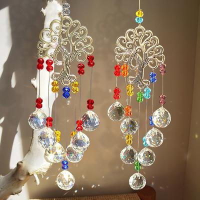 Подвесной светильник Suncatcher Crystal Garden Tree, подвесное украшение для улицы, настенный колокольчик, принадлежности для создания радуги, домашний декор