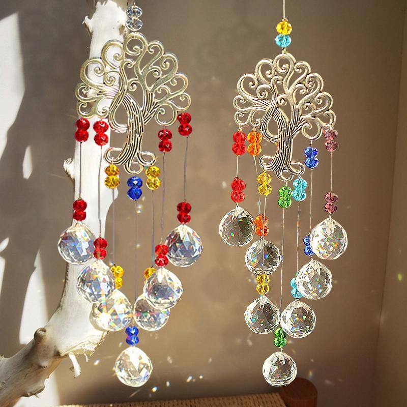 Подвесной светильник Suncatcher Crystal Garden Tree, подвесное украшение для улицы, настенный колокольчик, принадлежности для создания радуги, домашний декор