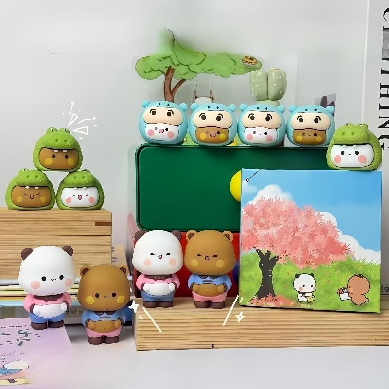 Фигурки панды Бубу Дуду Игрушки Коллекционные Аниме Аксессуары Кавайная кукла-медведь Украшение Подарки для пары Домашний декор Рождественский подарок