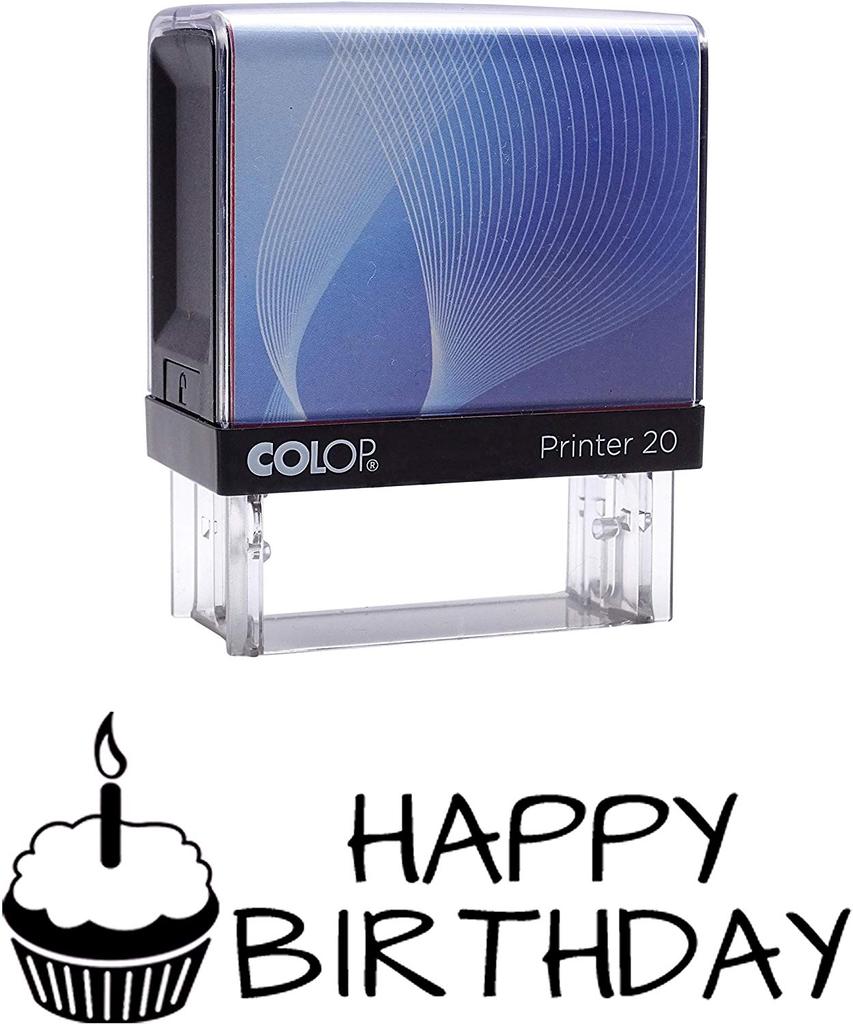 С ДНЕМ РОЖДЕНИЯ Самоклеящаяся резиновая печать на заказ Colop Office Stationary P20 Mini