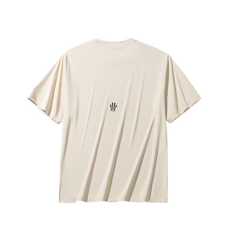 Anta Kyrie Irving Series Letter Round Neck Breathable Versatile Short Sleeve T-Shirt Unisex Tops Moonlight-White 172431111-1