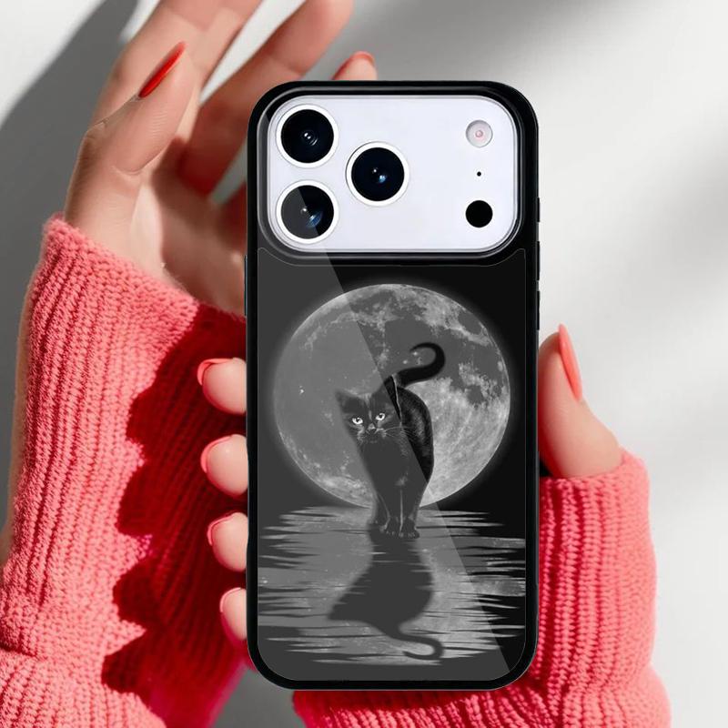 Аниме Лунный Кот Чехол для Телефона для iPhone 17 16 15 14 13 Pro Max Задняя Крышка для 12 11 Pro Coque