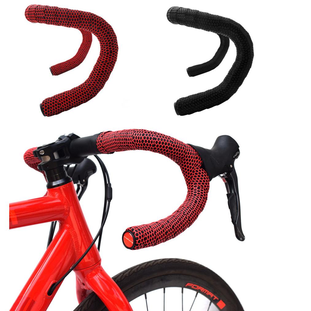 Professional Bicycle Handlebar Tape Cellular Anti-slip Shock Absorption Road Bike Handle Bar Tape With Plugs Bike Accessories