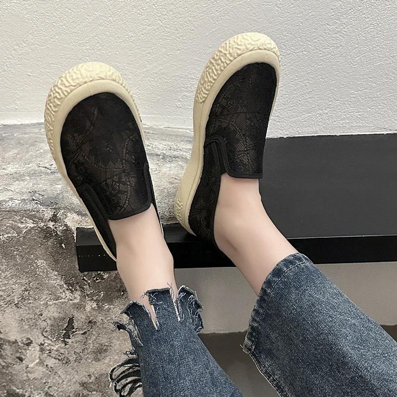 Обувь для женщин с круглым носком, теннисные женские повседневные кроссовки, летние дышащие, новинка 2024 года, для отдыха