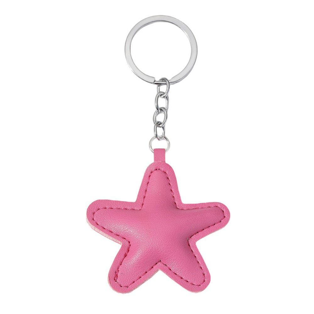 Fashion Leather Keyring Car Key Holder Colorful Pendant Charm Star Shape Keychain Gift