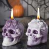 Форма для свечи 'Череп с розой' DIY Украшение на Хэллоуин 3D Голова скелета Ручная работа Мыло Гипс Смола Гипс Силиконовая Форма Украшения