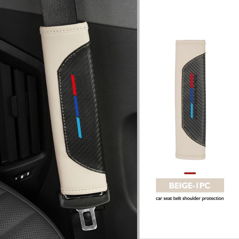 BCGRR1 Universal Car Seat Belt Leather Shoulder Strap Protector Pad For BMW X1 X3 X4 X5 X7 G20 G38 F20 F39 F48 E46 E60 E36 E39