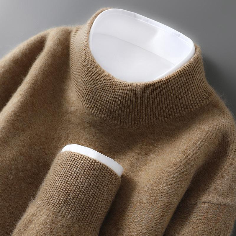 Мужской джемпер из чистой шерсти с полувысоким воротником и кашемиром – Осенне-зимний Business Casual