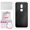 apgo Protective Skin Sticker for the Back Compatible with Wiko WIM Lite, Wrap Film, Foil, Vinyl - Pattern Black Leather
