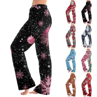Женская повседневная мода Женские спортивные домашние рождественские пижамные брюки Длинные брюки
