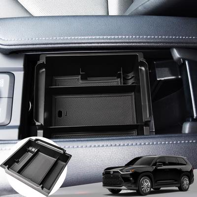 Органайзер для центральной консоли для Toyota Grand Highlander 2024 года, ящик подлокотника, хранилище, лоток для центральной консоли, аксессуары из АБС-пластика, хранение в автомобиле