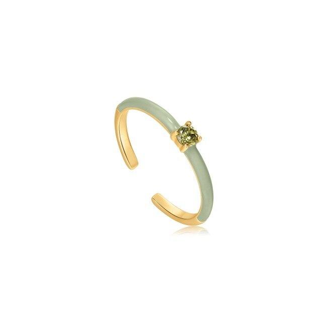 Модное женское регулируемое кольцо с эмалью Sage Empelled Emblem Gold с кубическим цирконием, открытое кольцо в стиле Bohemia, роскошное качество