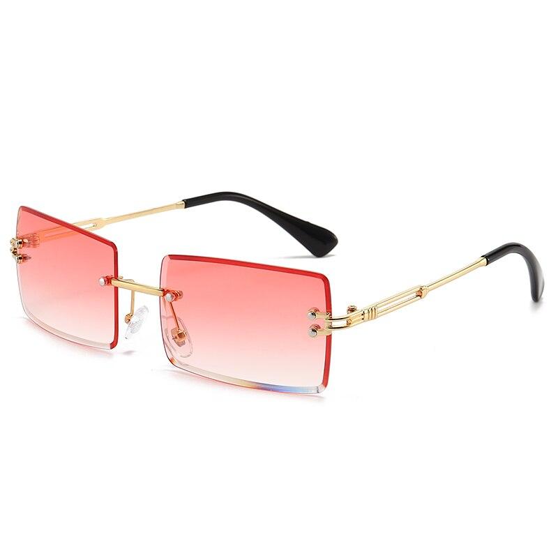 Vintage Fashion 2021 New Sunglasses Rimless Frameless Rectangle Shades Gradient UV400 Summer Traveling Sun Glasses for Women