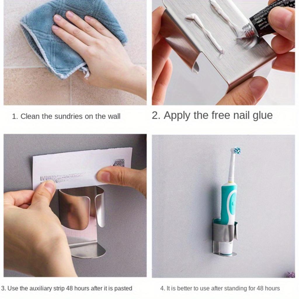 1 шт. Держатель для зубных щеток из нержавеющей стали, настенный, Органайзер для зубных щеток и зубной пасты, Прочная полка для ванной комнаты, Современный дизайн