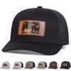 Unisex Micro Curved Brown Cow Leather Label Adjustable Mesh Baseball Cap Hip Hop Caps Hats Spring Summer Outdoor Sport Travel for Women Men