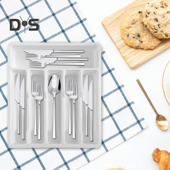 Drawer Organizer Tray for Kitchen Drawer Expandable Cutlery Flatware Holder Adjustable Plastic Utensil Divider Spatula Tools And Gadgets Storage