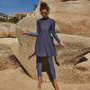 New S-XL Women Muslim Swimwear Slim Long Sleeve Islamic Swimsuit Summer Arab Beach Bikini Modest Full Cover Swimwear Swimming Burkini