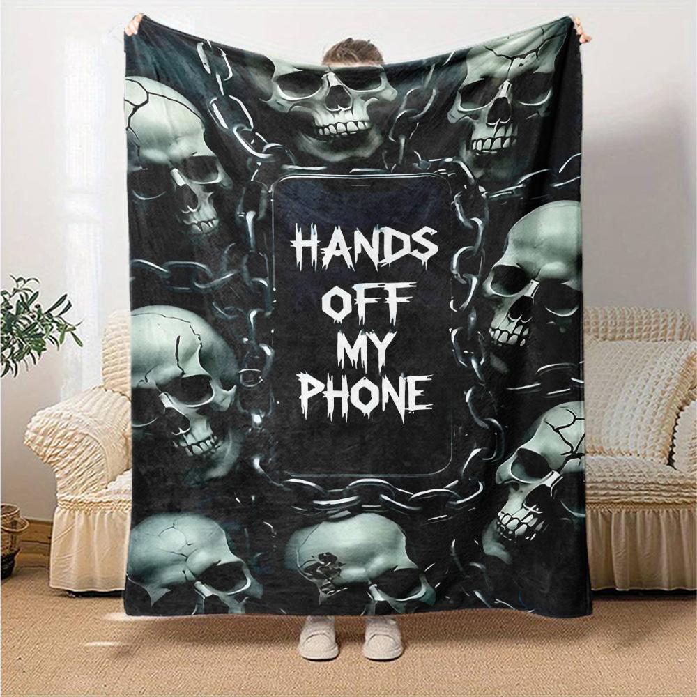 1pc skulls phone Themed Printed Soft and Comfortable Home Blanket, Small Throw Blanket, Nap Blanket, Suitable as a Gift l057