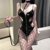 Женское эротическое белье Midnight Passion Сексуальный комбинезон Без раздевания Облегающая кожаная куртка Косплей Соблазнительная одежда