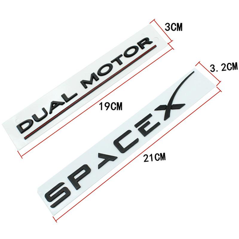 3D ABS Logo DUAL Motor SPACEX Letters Nameplate Car Emblem Rear Trunk Badge Decal Sticker For Tesla Model 3 Y S X Accessories