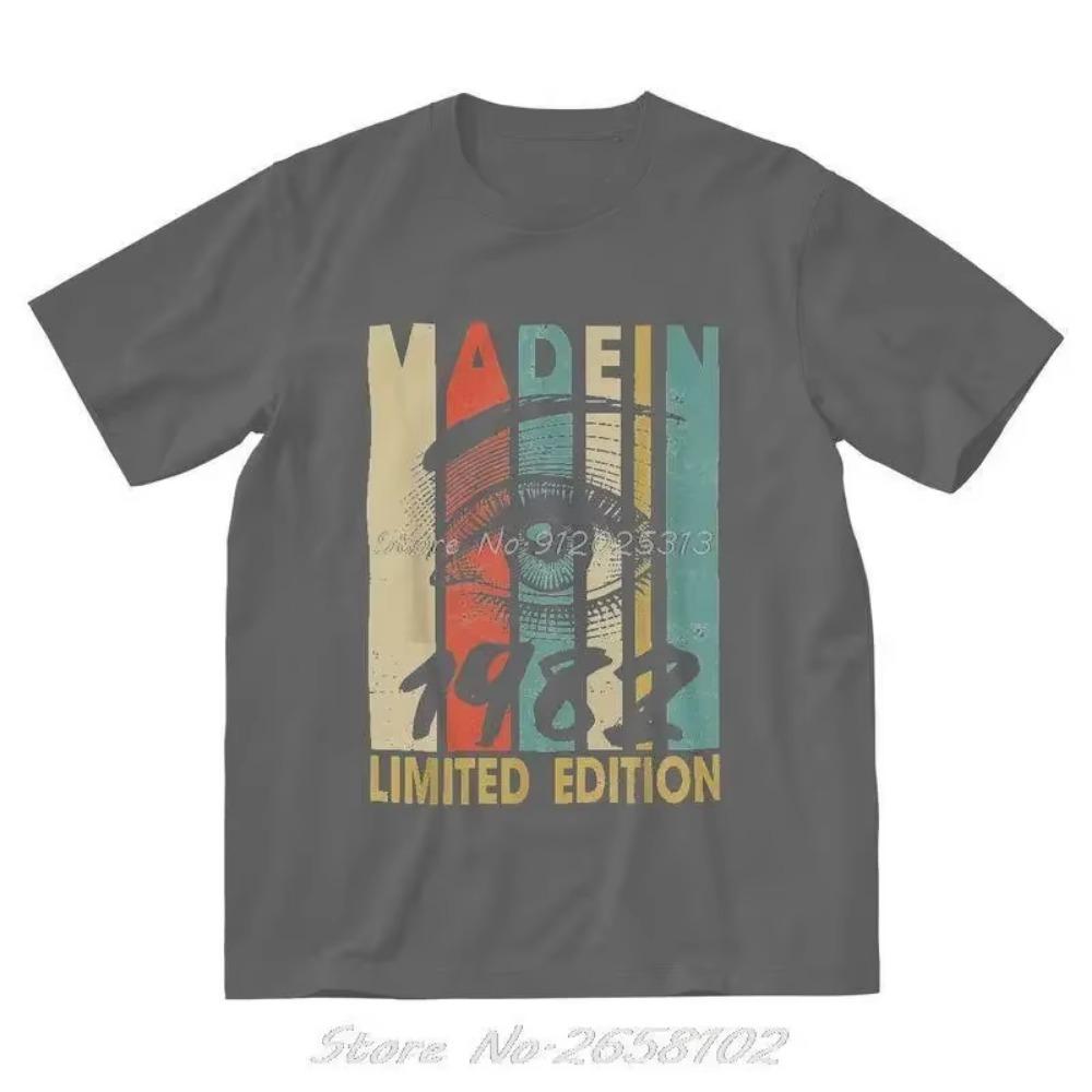 Ретро футболка 'Сделано в 1982' Ограниченный выпуск Футболка Подарок на день рождения Футболки Мужская одежда Оверсайз Унисекс Топы Уличная одежда